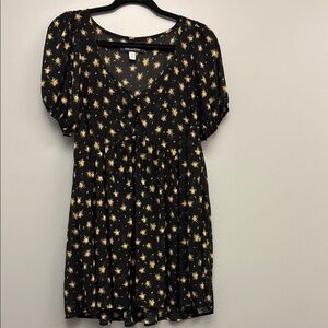 Urban Outfitters Shear Black Dress with Floral Print